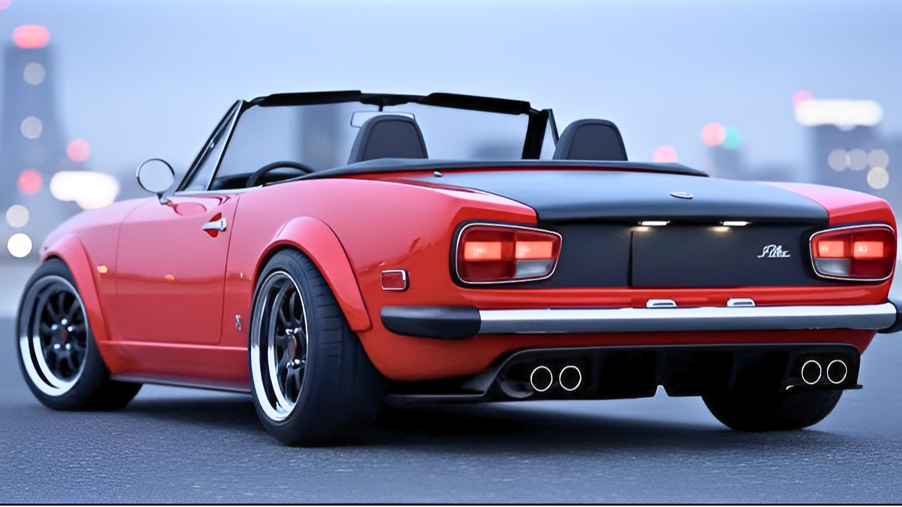 Fiat 124 Spider clásico personalizado: imagen digital y detalles del diseño