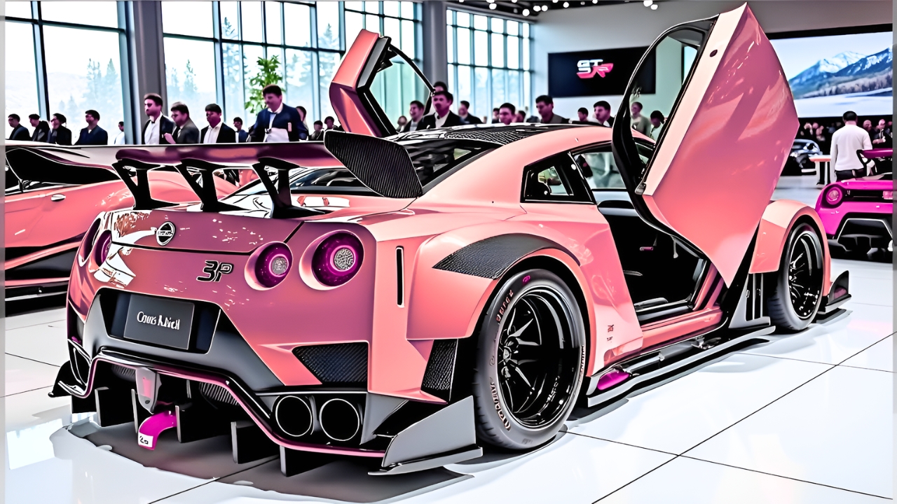 Nissan GT-R R35 Rosa Personalizado: Kit Liberty Walk Silhouette, Puertas Tipo Tijera y Diseño Extremo que Destaca en el Mundo del Tuning