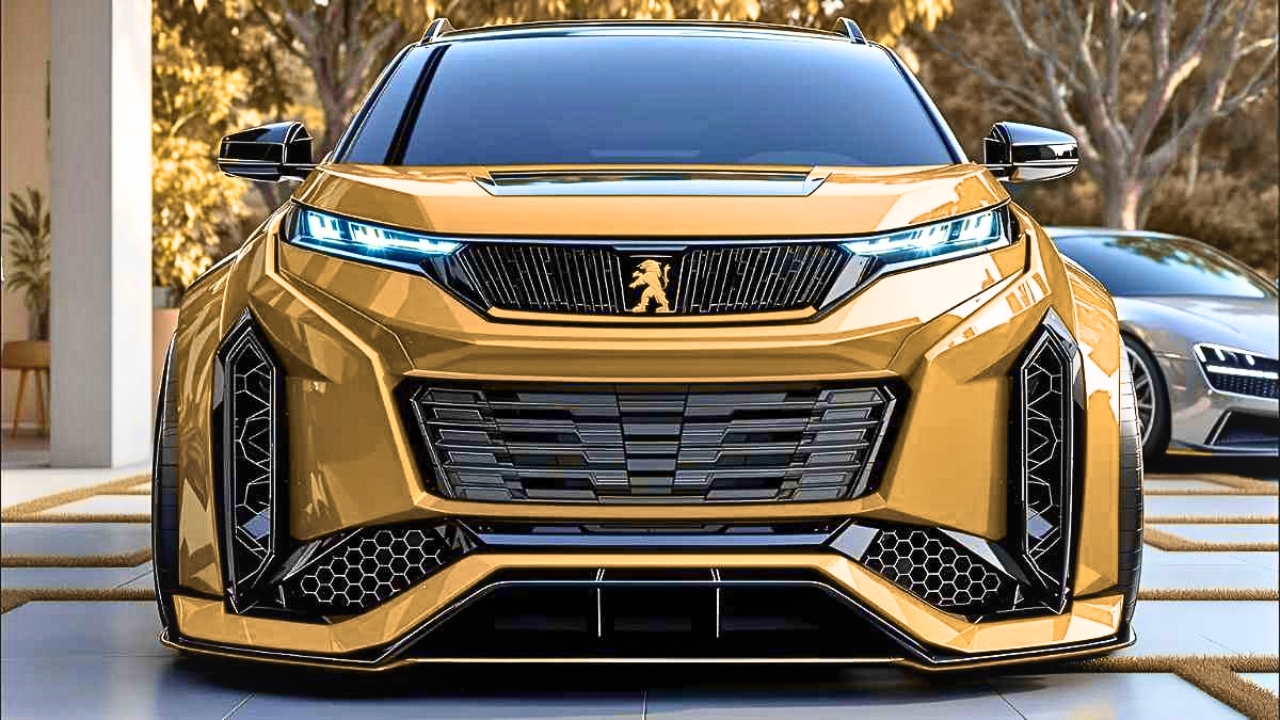 Peugeot E-5008 Concept Dorado 2026: SUV Elegante con Emblema del León